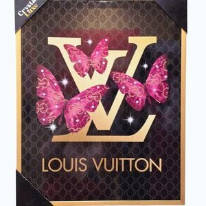 Crystal Luxe Louis Vuitton & Butterflies Framed Wall Decor